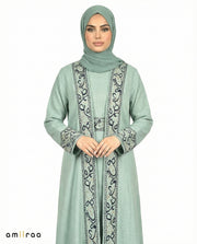 Aquifer Arabesque Embroidered Panel Abaya