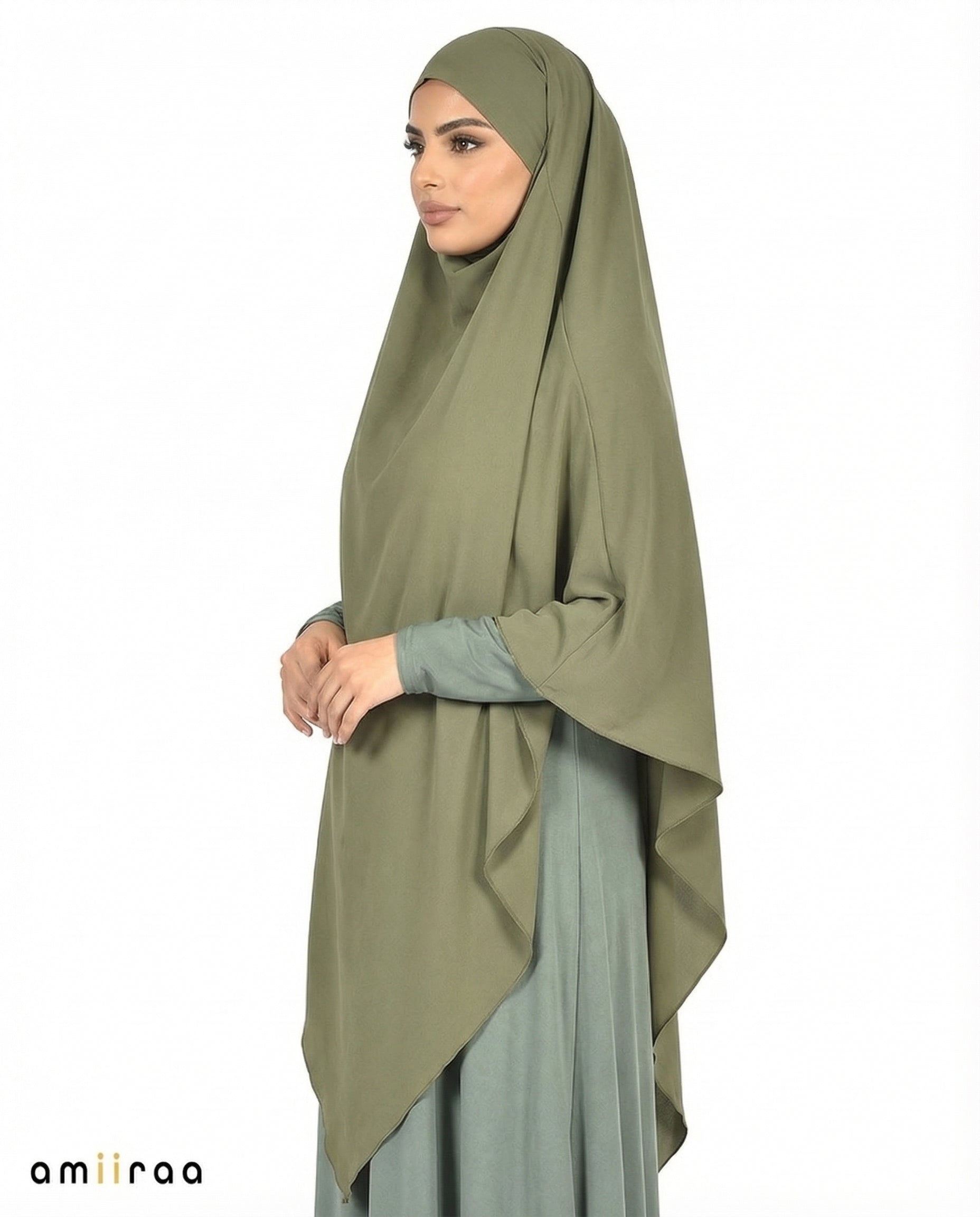 Agave Green Single Layer Flow Modest Khimar