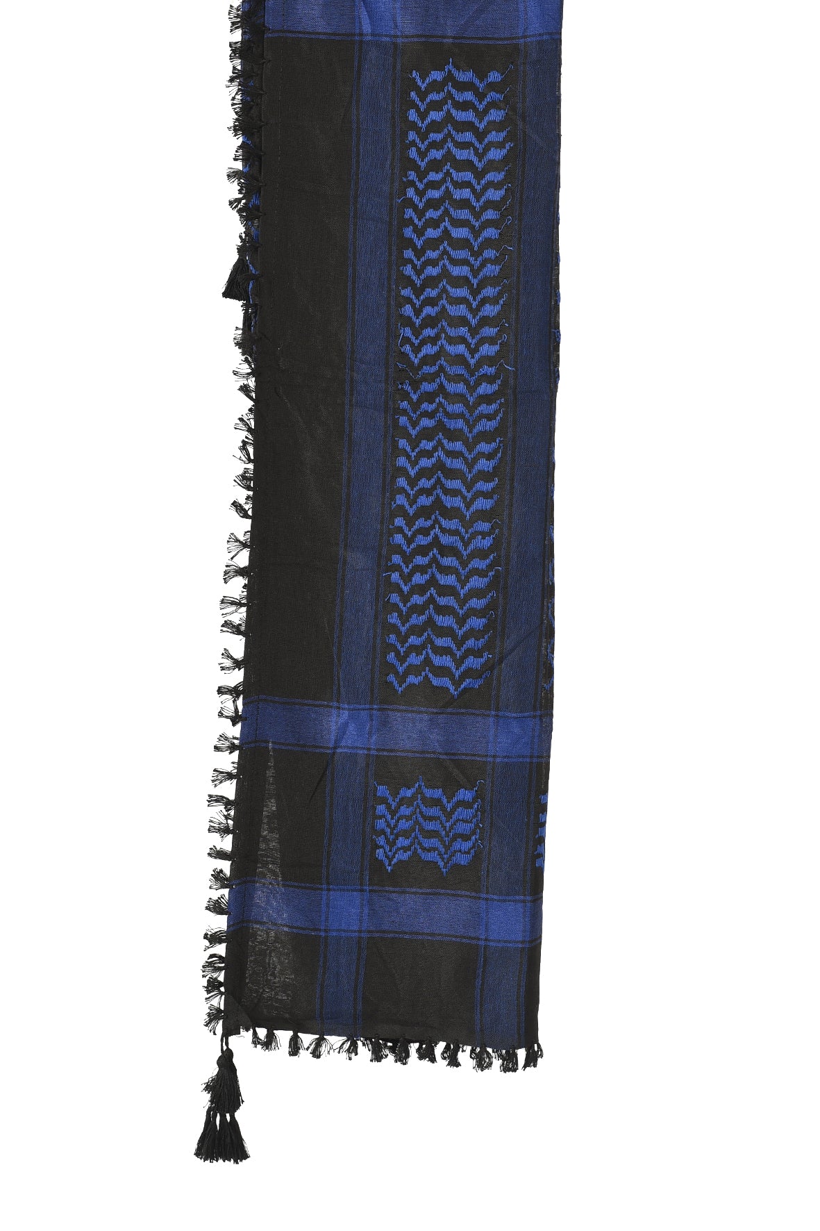 Moroccan Blue Keffiyeh Pattern Tassel Scarf