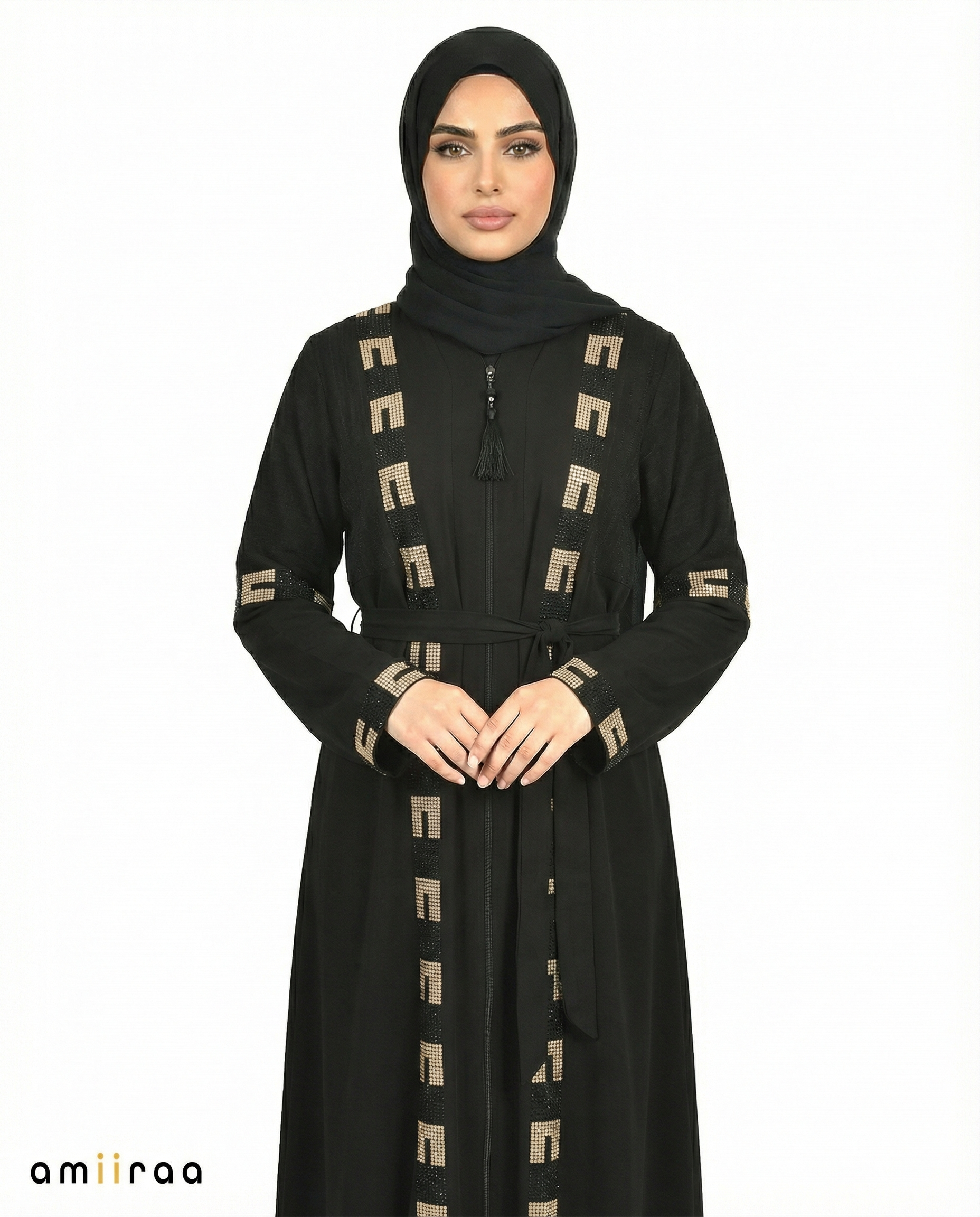 Tap Shoe Geometric Mosaic Beaded Abaya