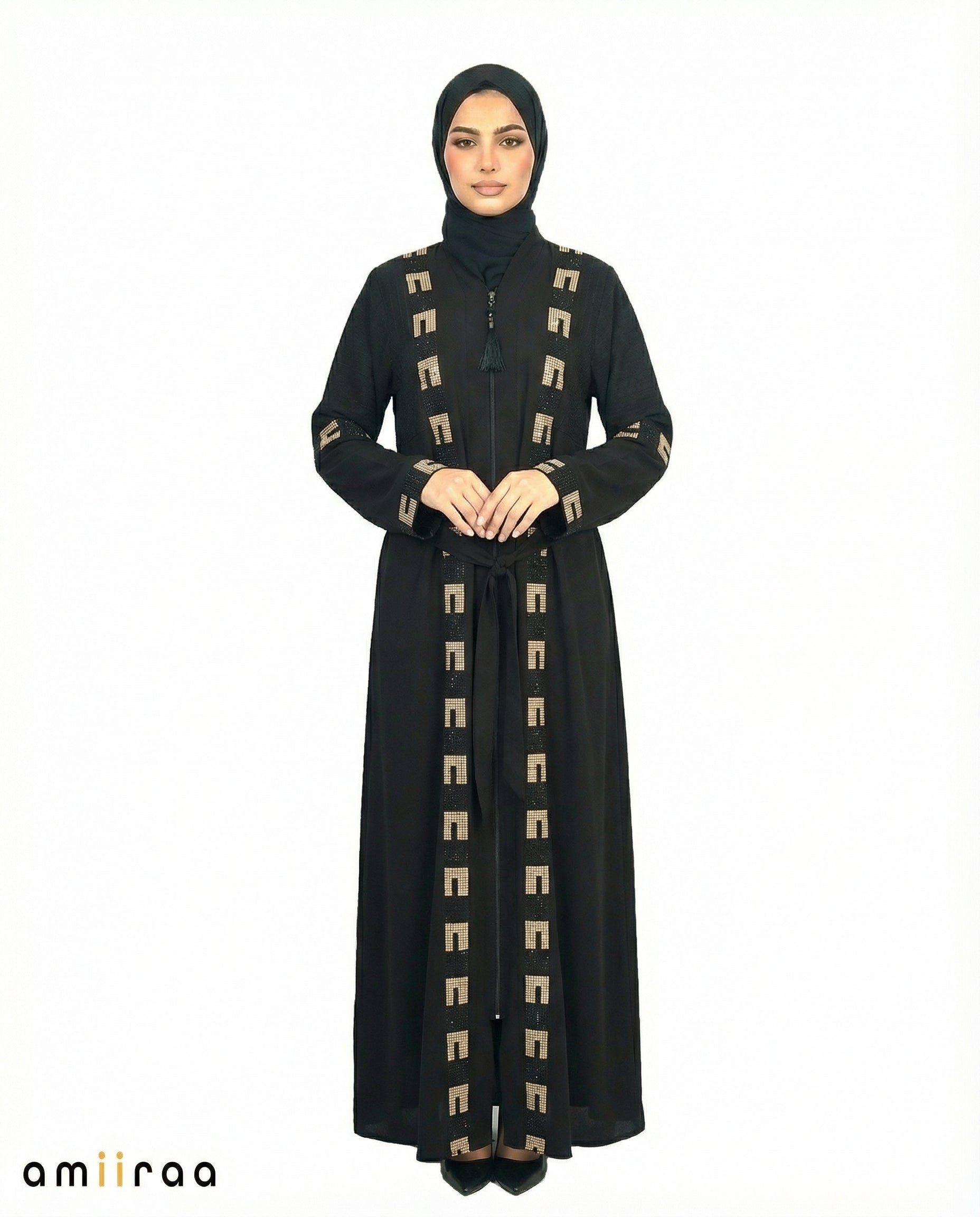 Tap Shoe Geometric Mosaic Beaded Abaya