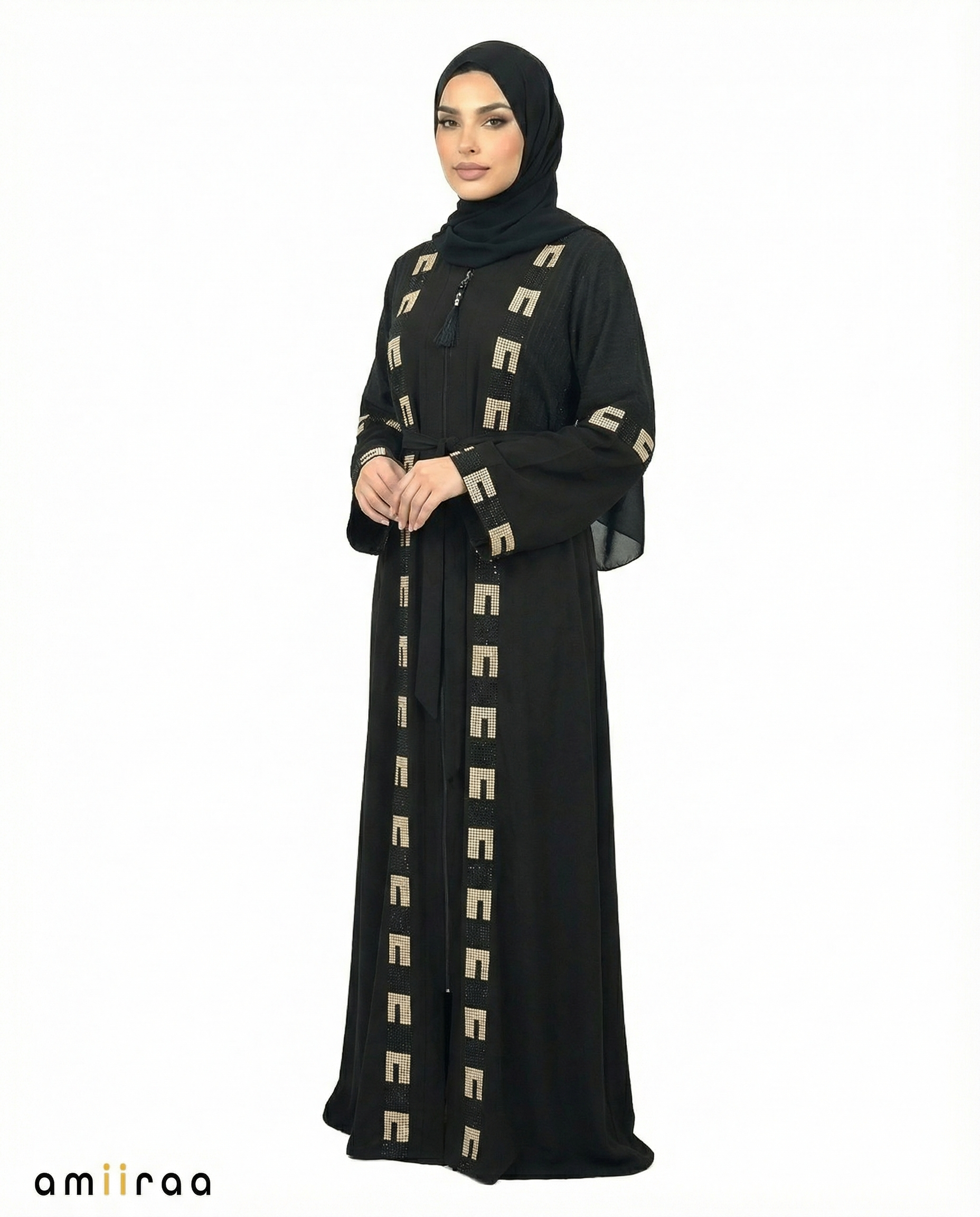 Tap Shoe Geometric Mosaic Beaded Abaya