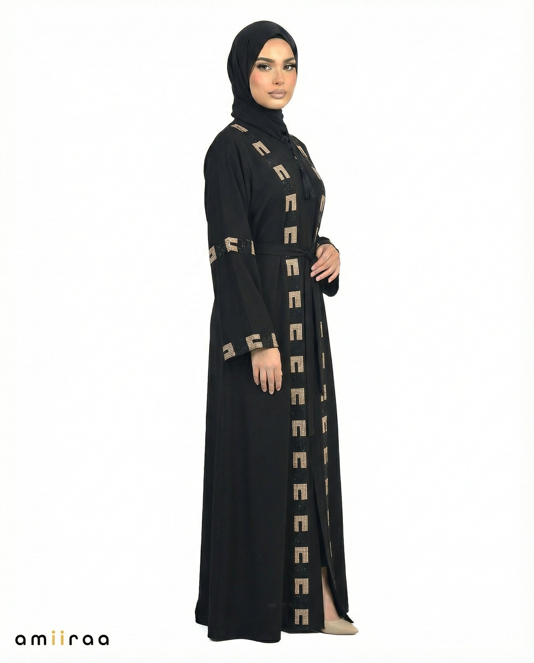 Tap Shoe Geometric Mosaic Beaded Abaya