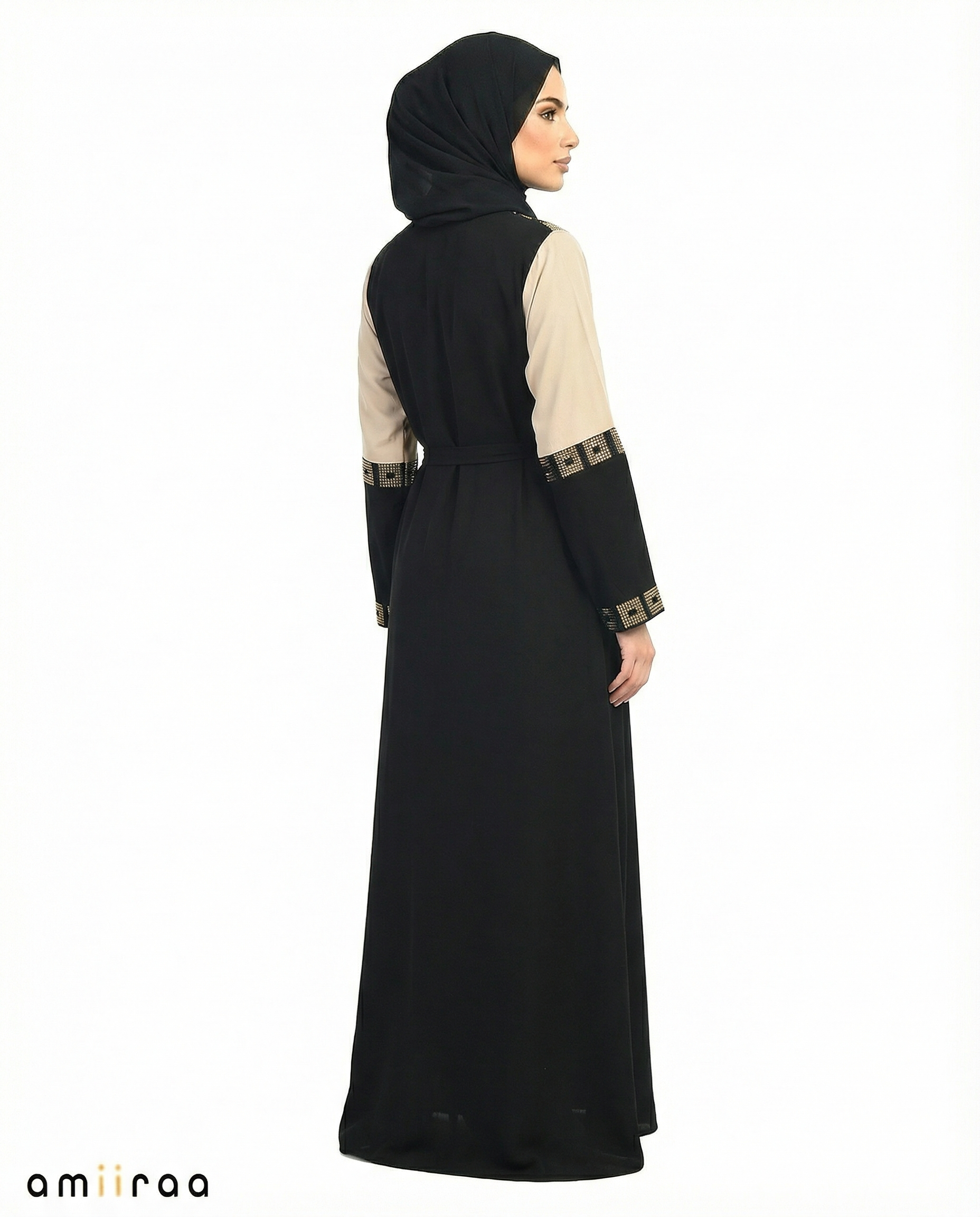 Cameo Rose Geometric Mosaic Beaded Abaya
