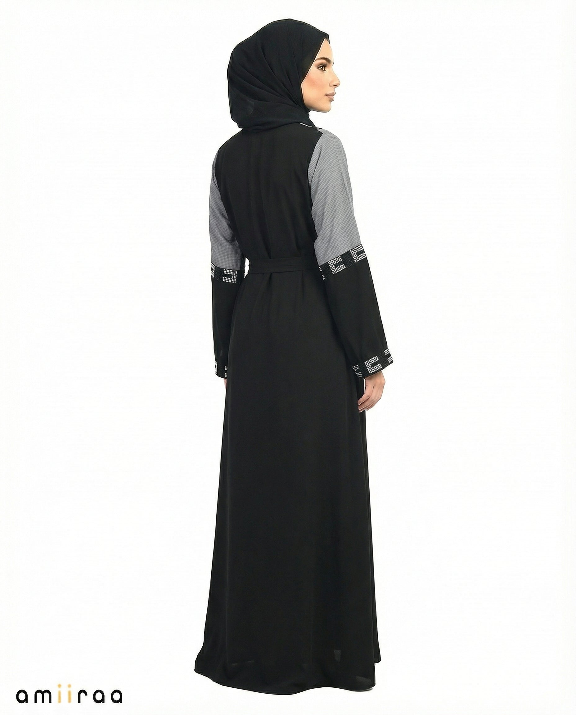 Stormy Weather Geometric Mosaic Beaded Abaya