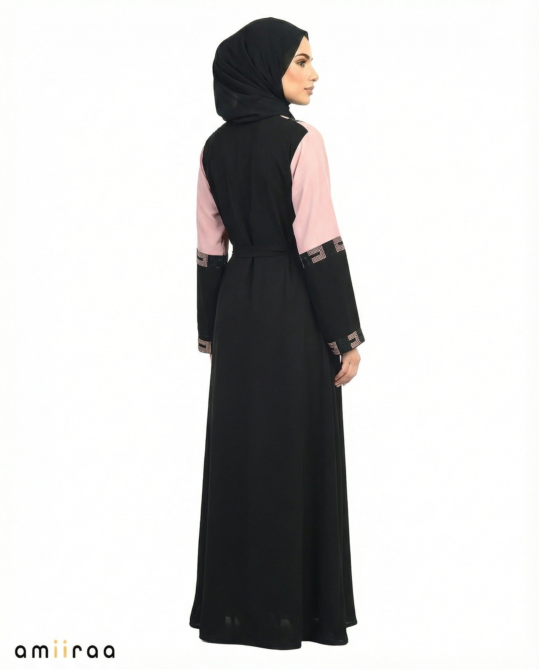 Twilight Mauve Geometric Mosaic Beaded Abaya