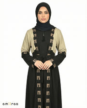 Fog Green Geometric Mosaic Beaded Abaya