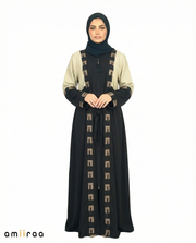 Fog Green Geometric Mosaic Beaded Abaya