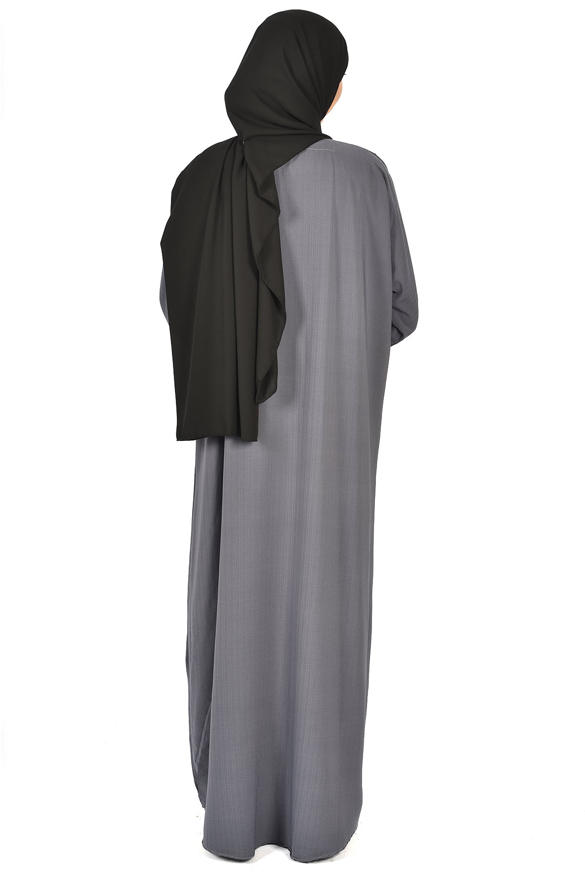 Elegant Grey Abaya with Front Zipper – Modern and Practical Design ( ladies abaya )