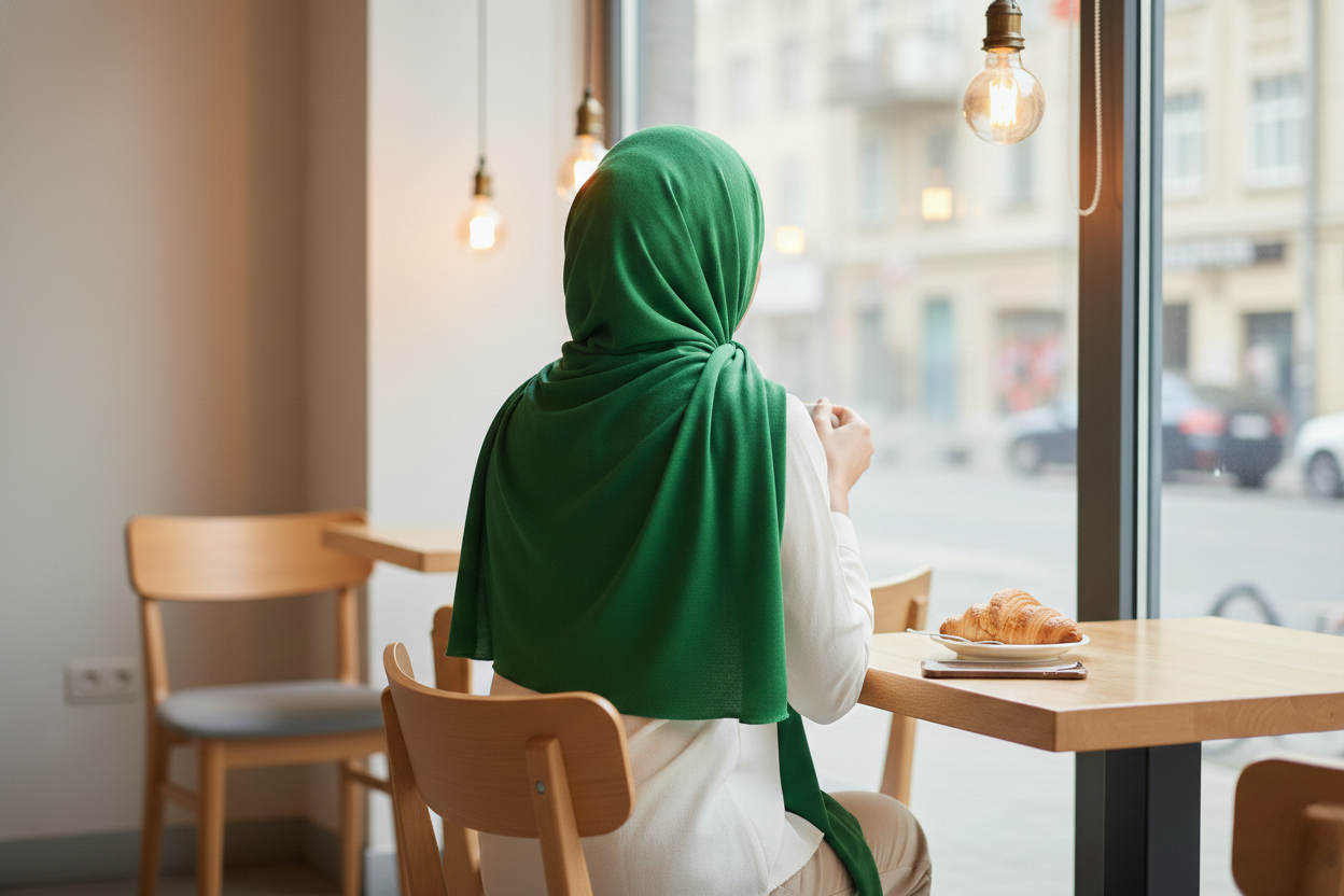Jelly Bean Green Lightweight Rectangular Chiffon Scarf for Women – Sheer Wrap