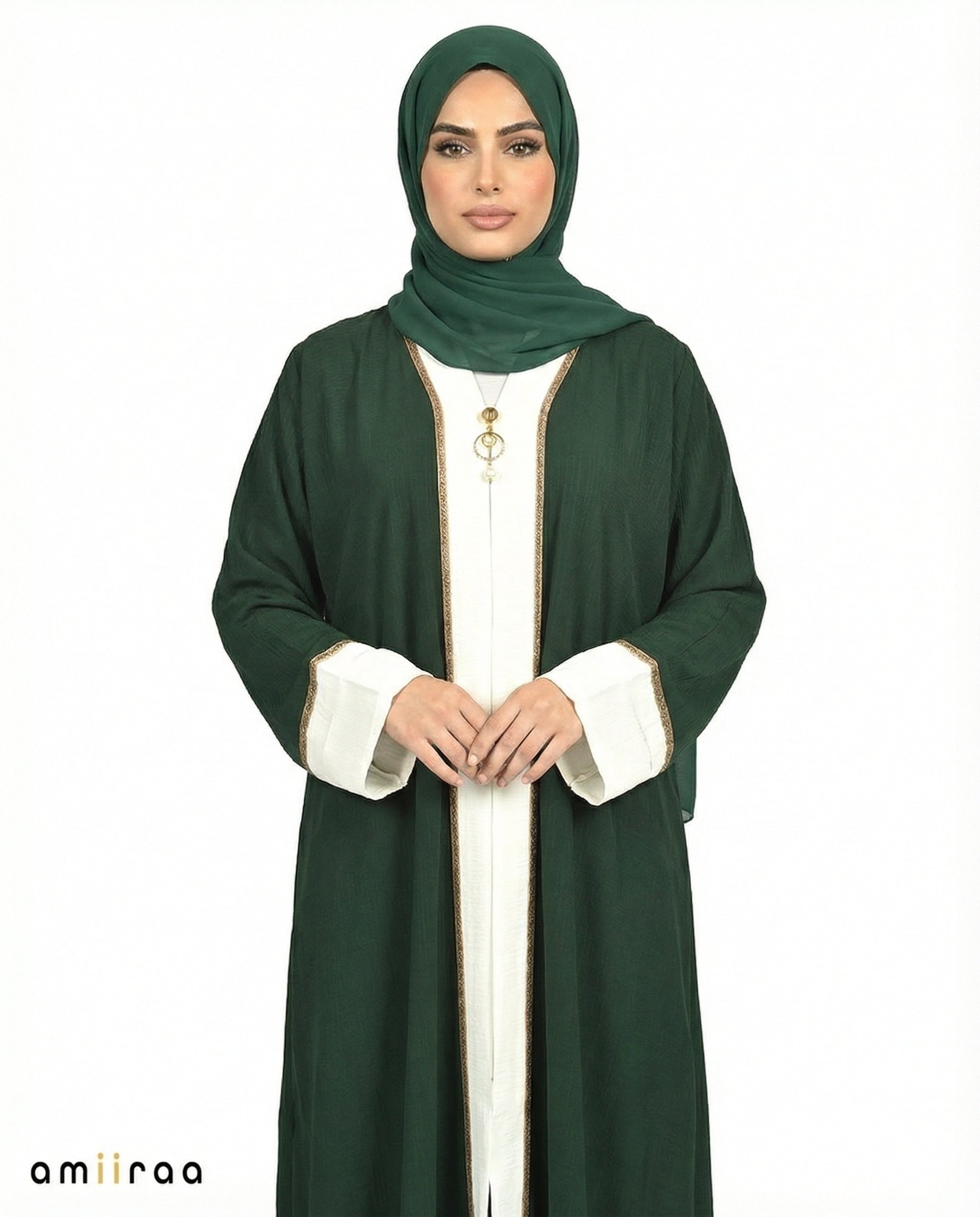Pine Grove Modest Gold Trim Abaya