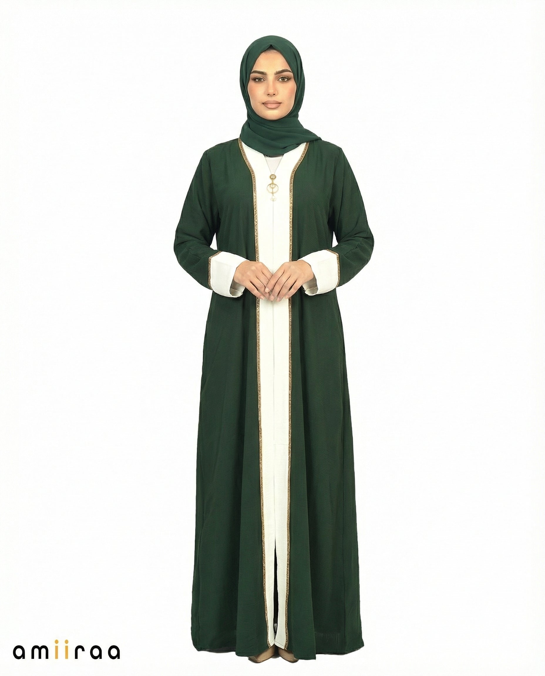 Pine Grove Modest Gold Trim Abaya