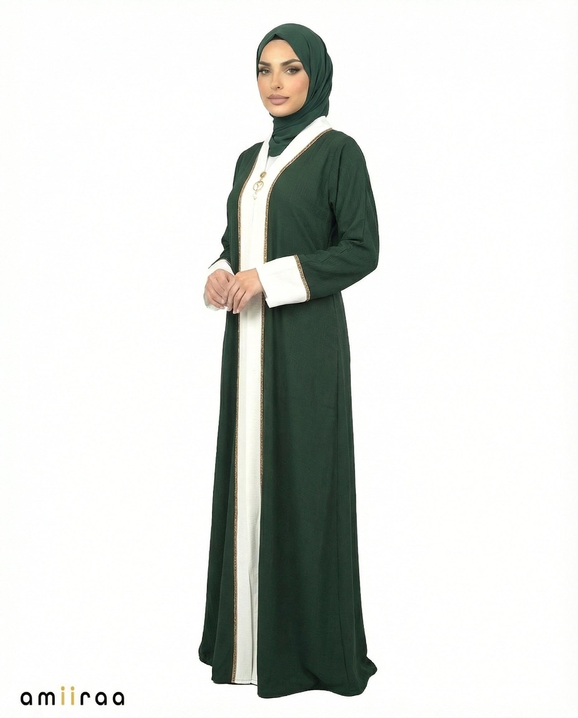 Pine Grove Modest Gold Trim Abaya