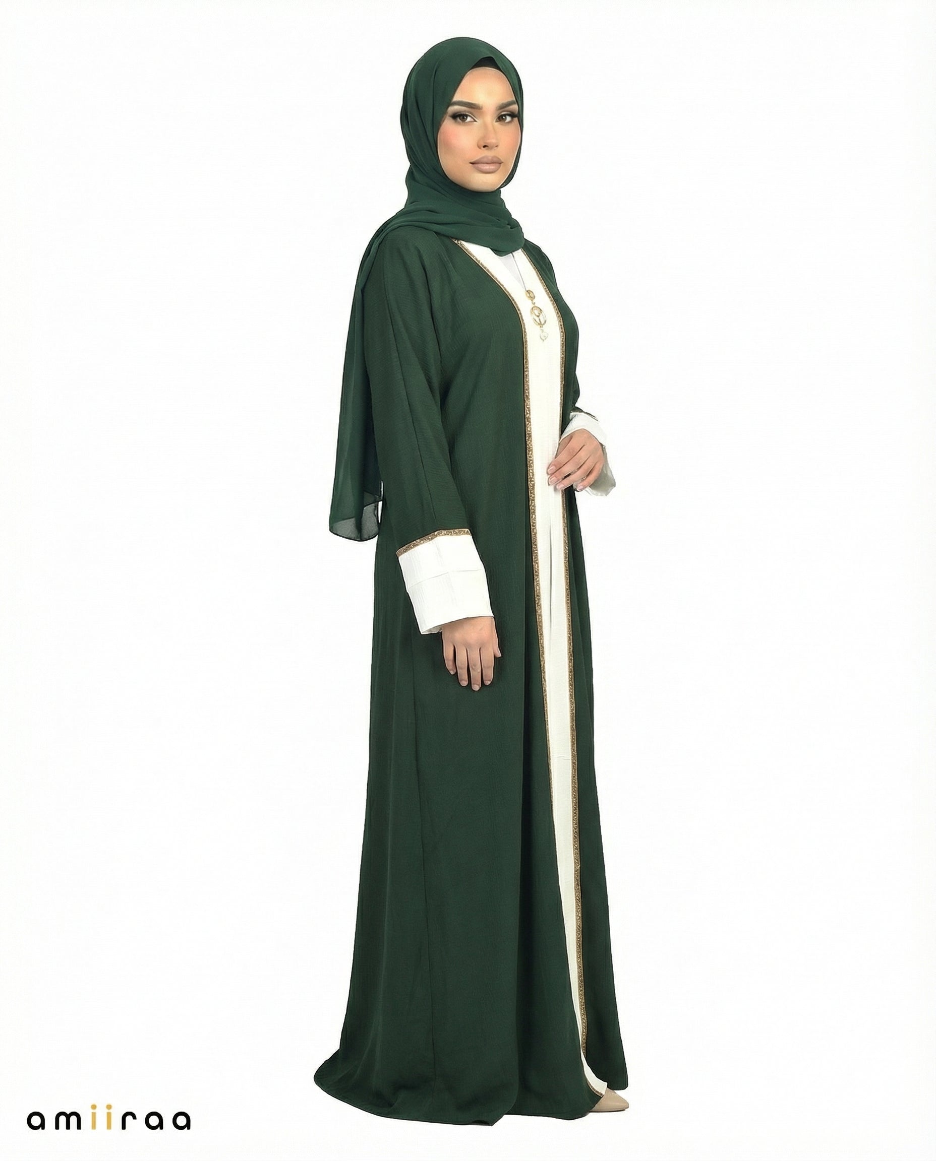 Pine Grove Modest Gold Trim Abaya