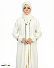 Billowing Sail Modest Gold Trim Abaya