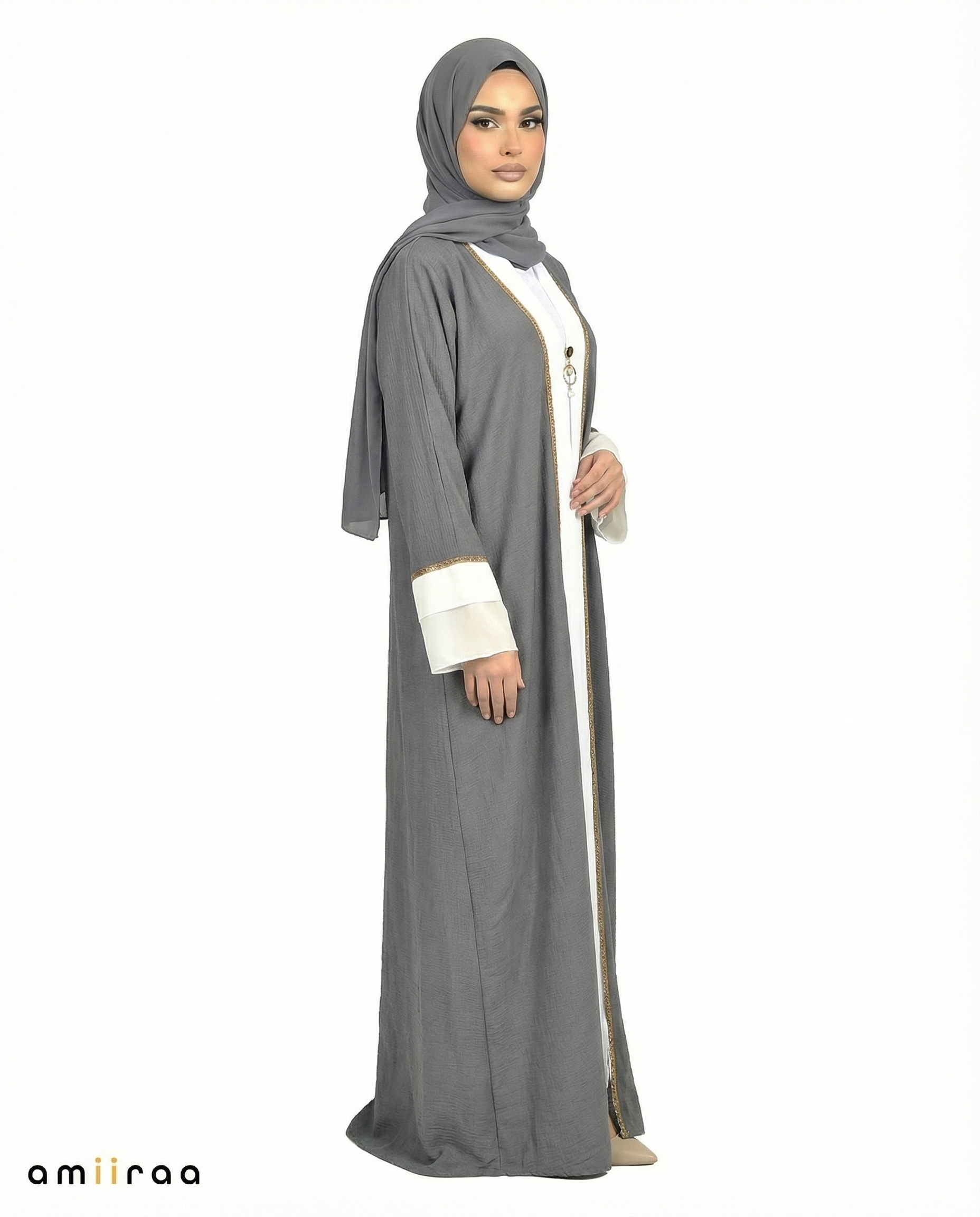 Turbulence Modest Gold Trim Abaya