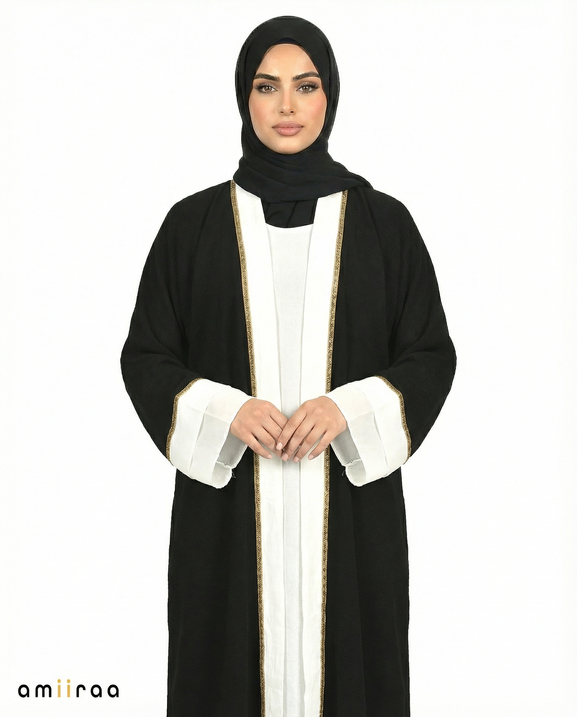 Tap Shoe Modest Gold Trim Abaya