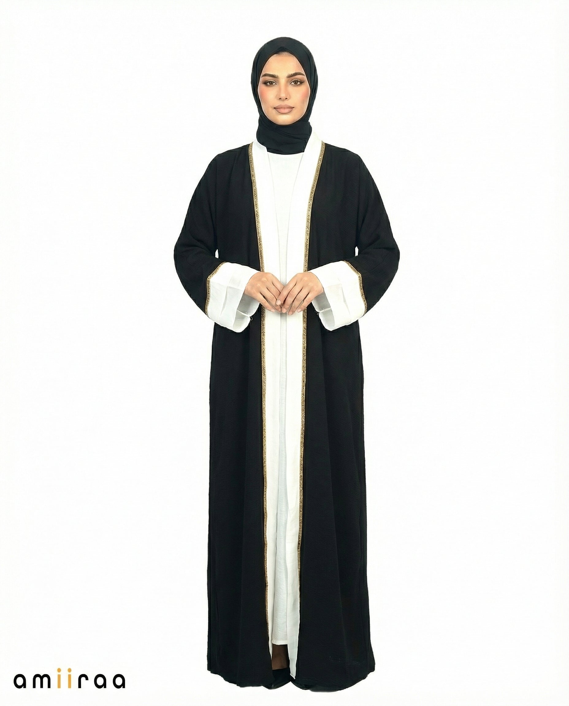Tap Shoe Modest Gold Trim Abaya