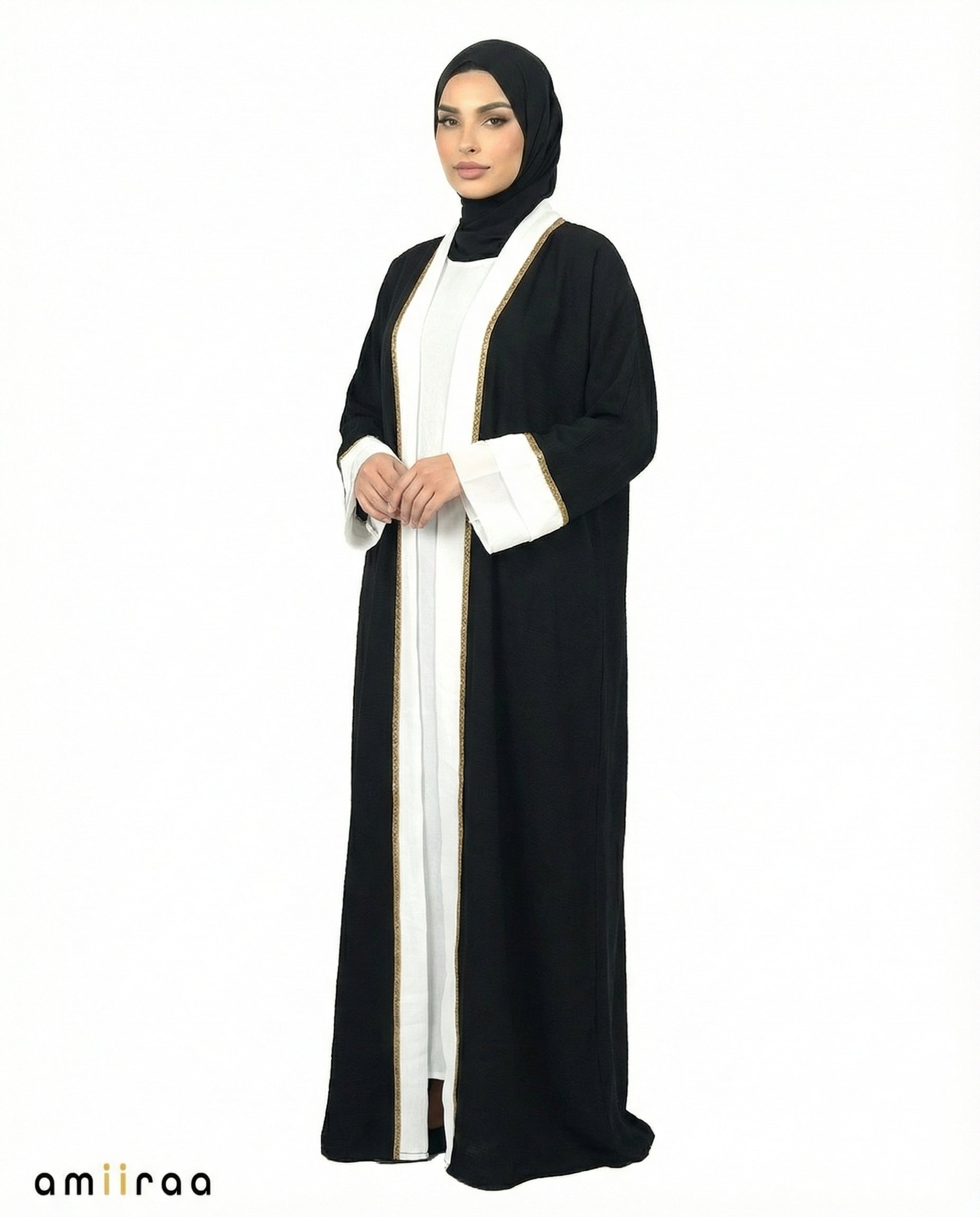 Tap Shoe Modest Gold Trim Abaya