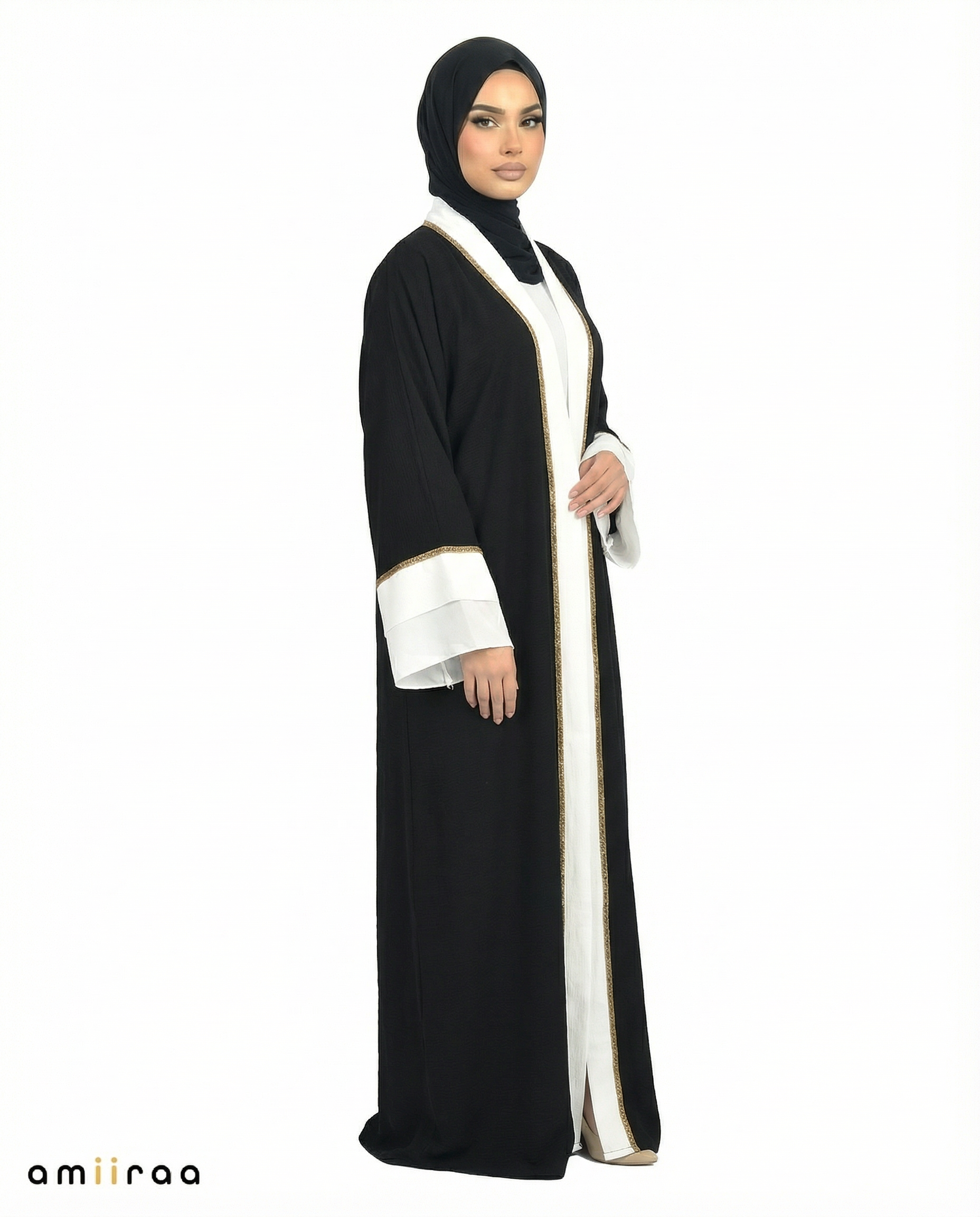 Tap Shoe Modest Gold Trim Abaya