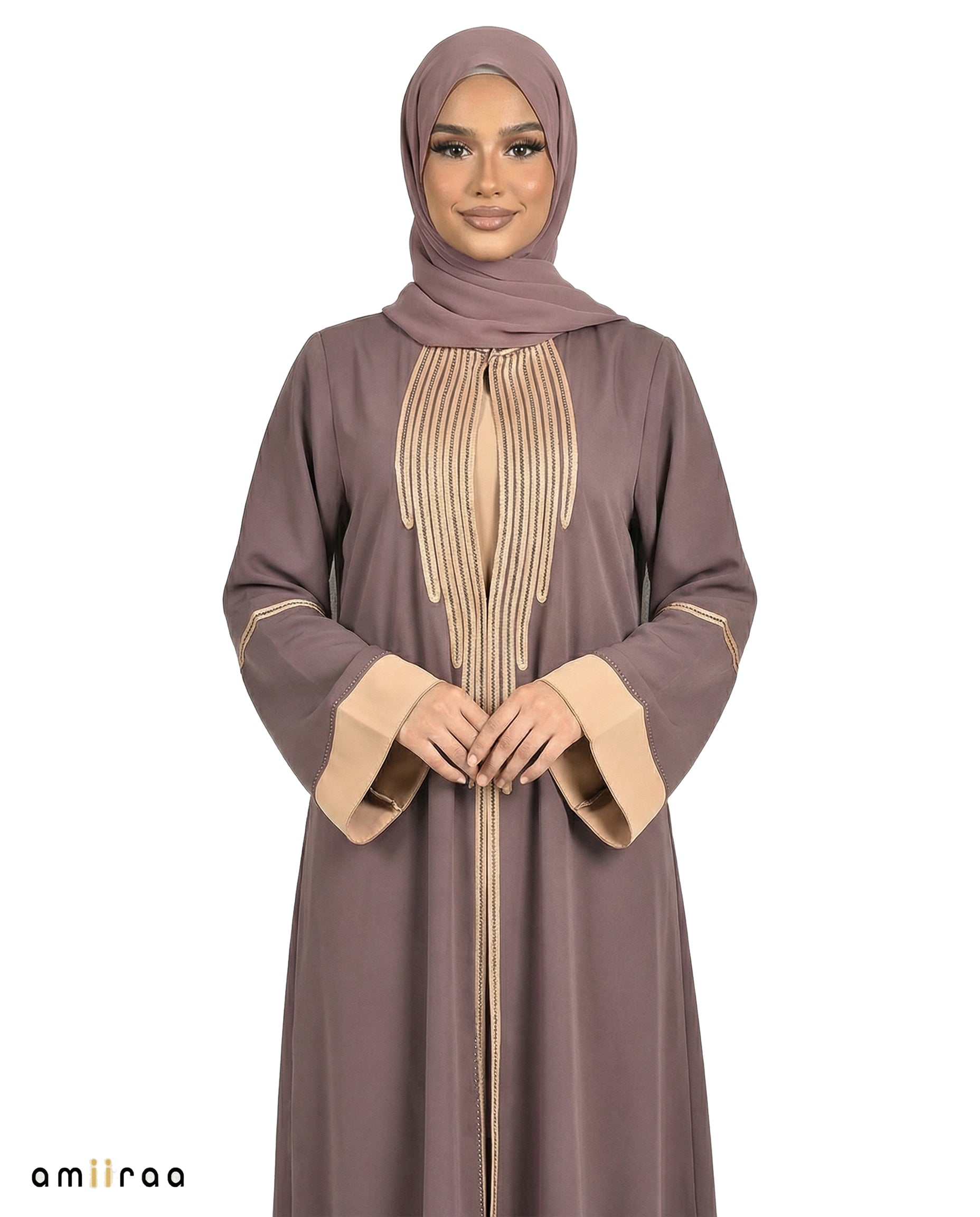 Katalia Style 3 Piece Modest Abaya Set – Plum Truffle