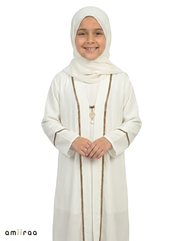 Billowing Sail Saudi Abaya with Gold Trim Detailing