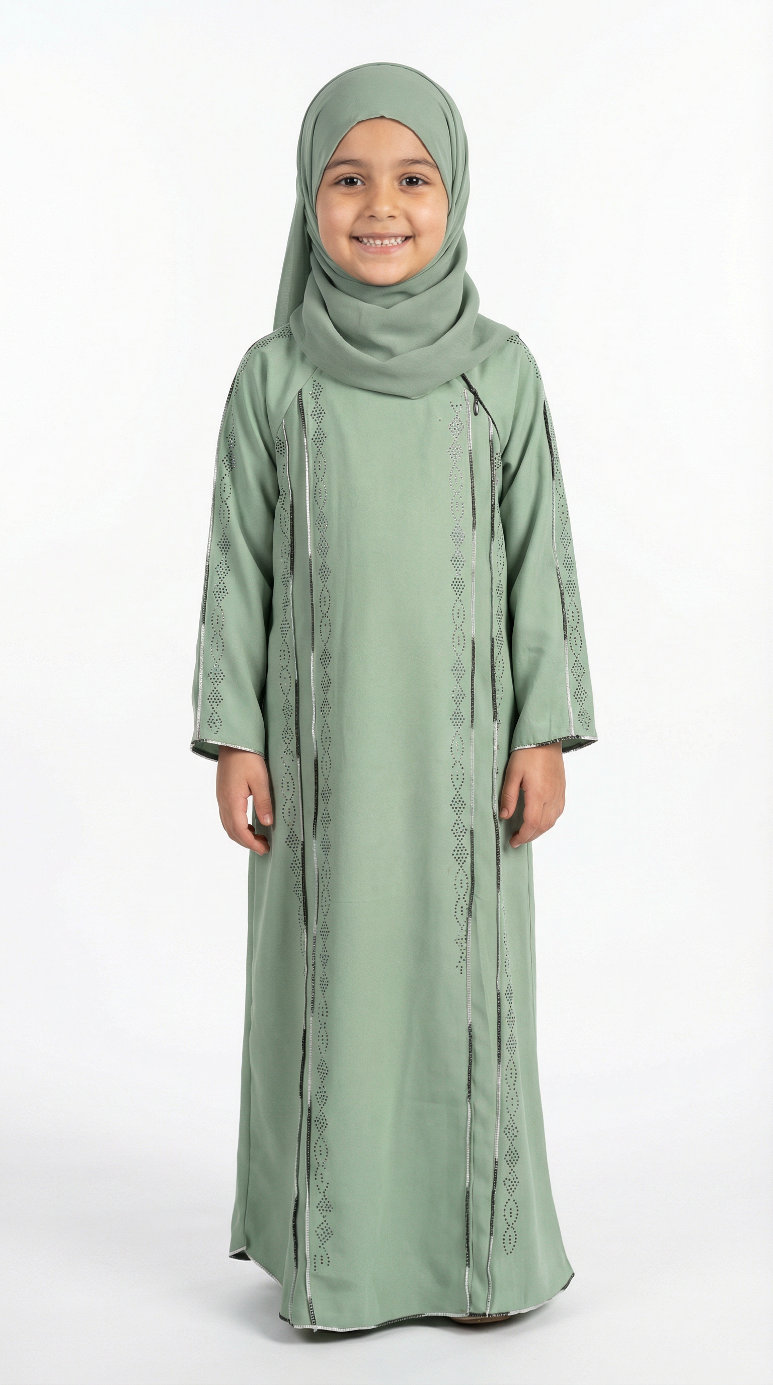 Green Bay Girls Stone Embellished Modest Abaya
