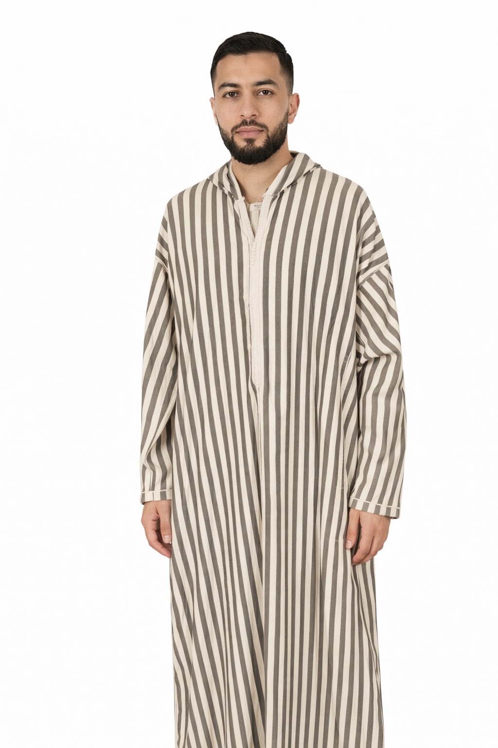 Seafoam Men’s Hooded Striped Moroccan Thobe