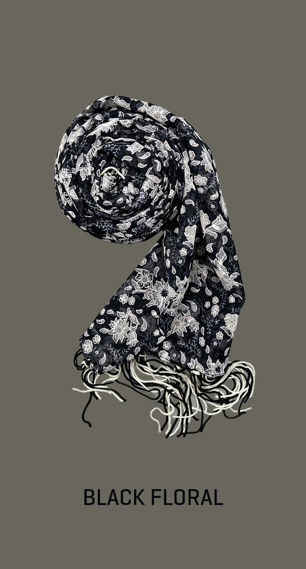 Black Floral Scarf | Shop online - Amiiraa