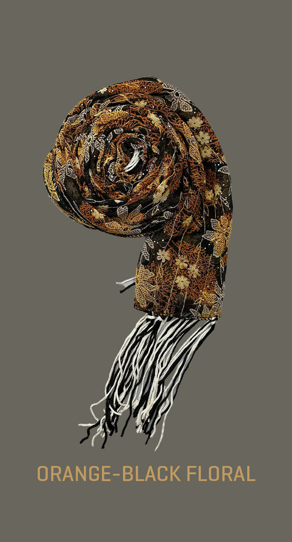 Black Floral Scarf | Shop online - Amiiraa