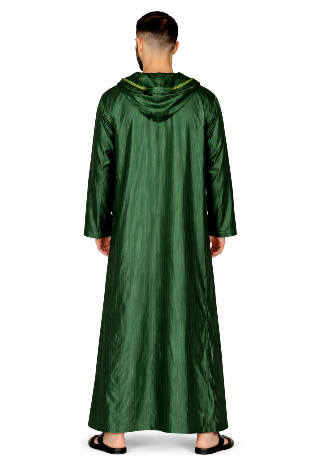 Dark Green Hooded Moroccan Thobe with Detailing