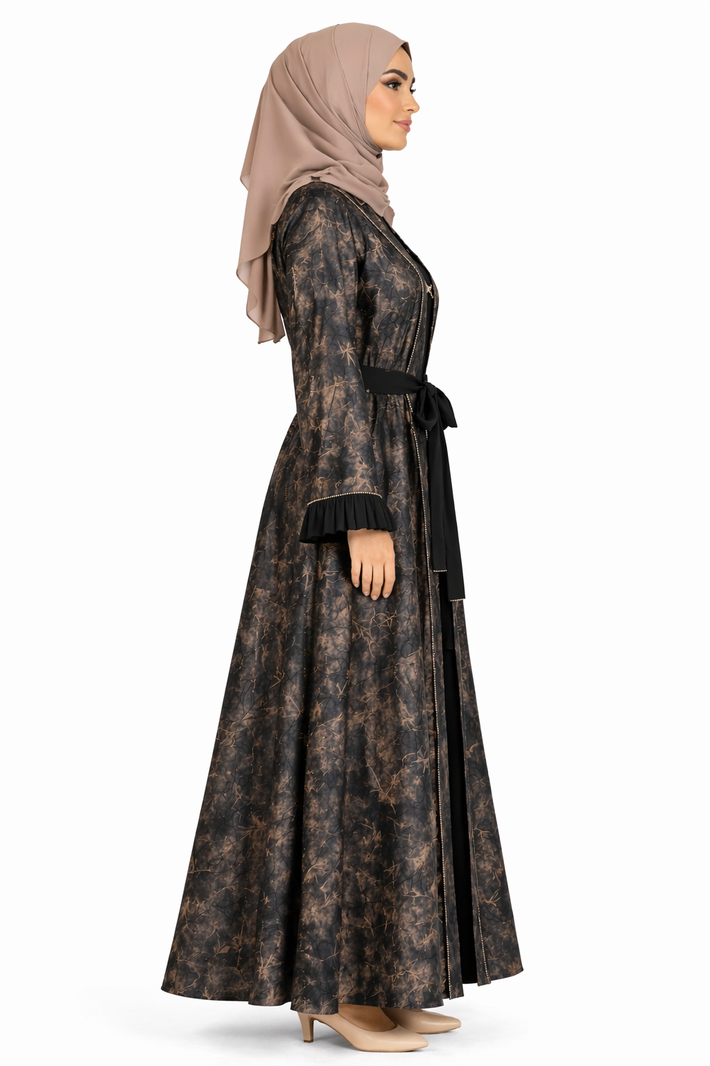 Otter Modern Marbled Abaya with Diamante Detailing