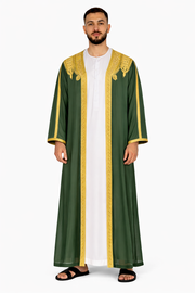 Pineneedle Moroccan Thobe Kaftan with Gold Trim