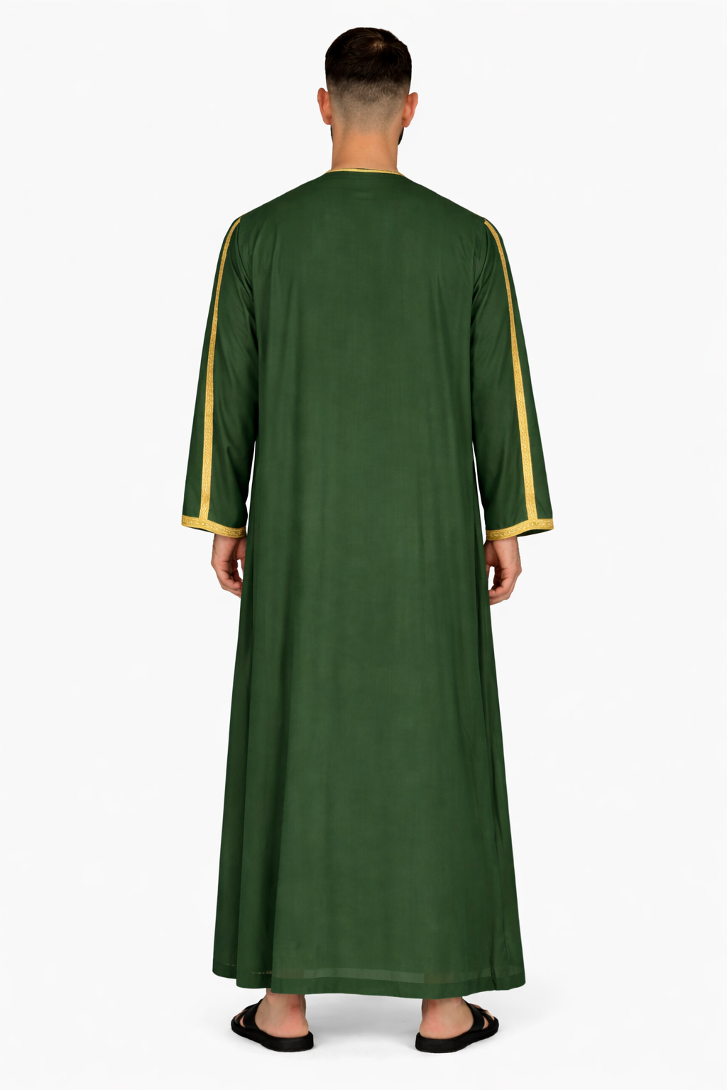 Pineneedle Moroccan Thobe Kaftan with Gold Trim
