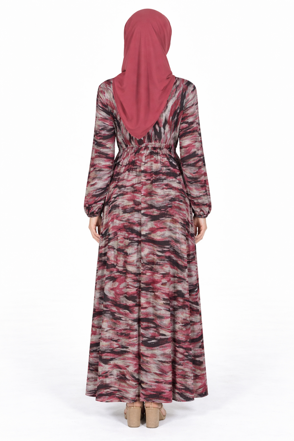 Cabernet Abstract Print Long Sleeve Maxi Dress