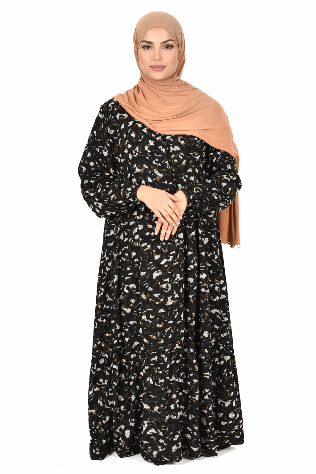 Sycamore Abstract Floral Print Long Sleeve Tiered Maxi Dress
