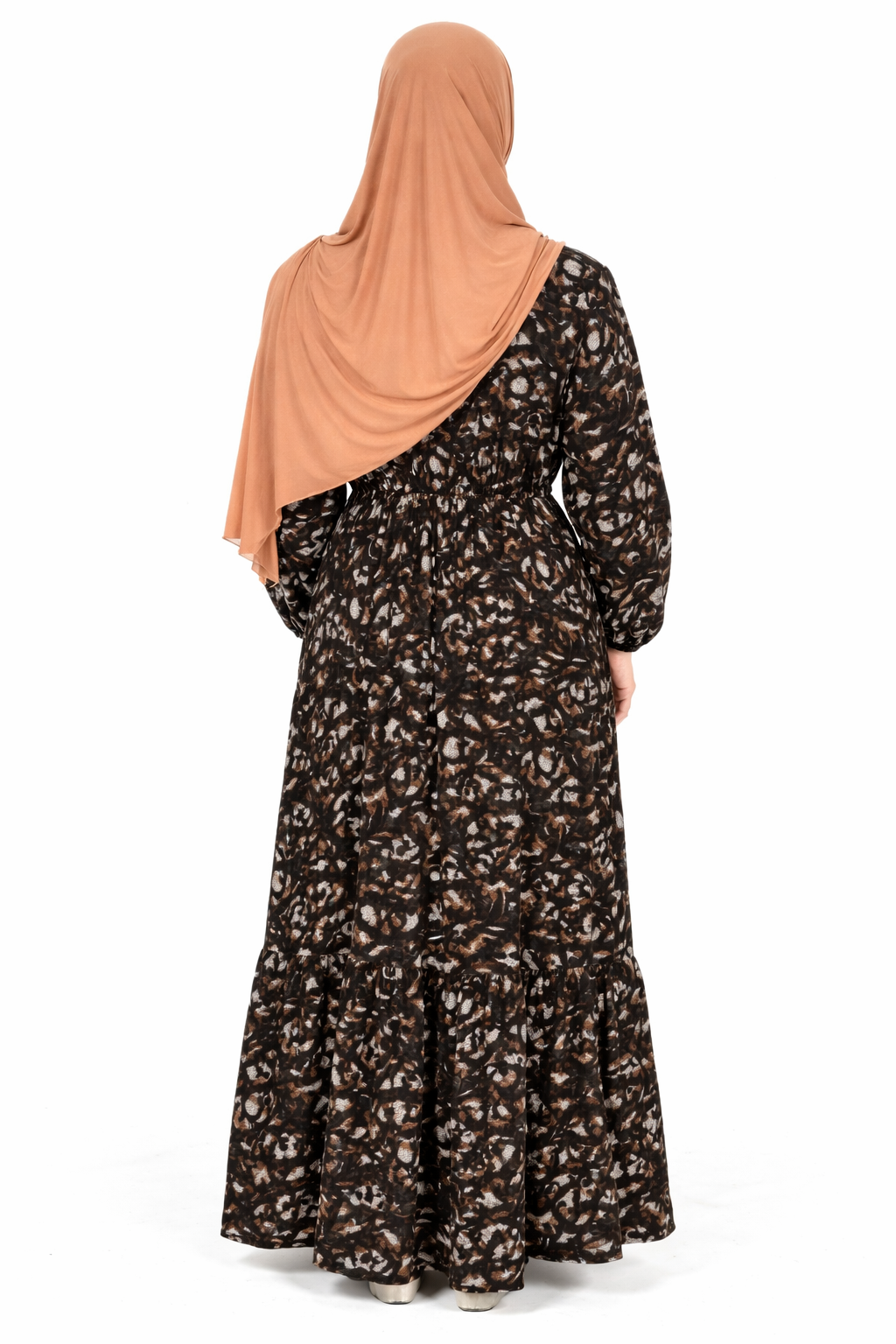 Sycamore Abstract Floral Print Long Sleeve Tiered Maxi Dress