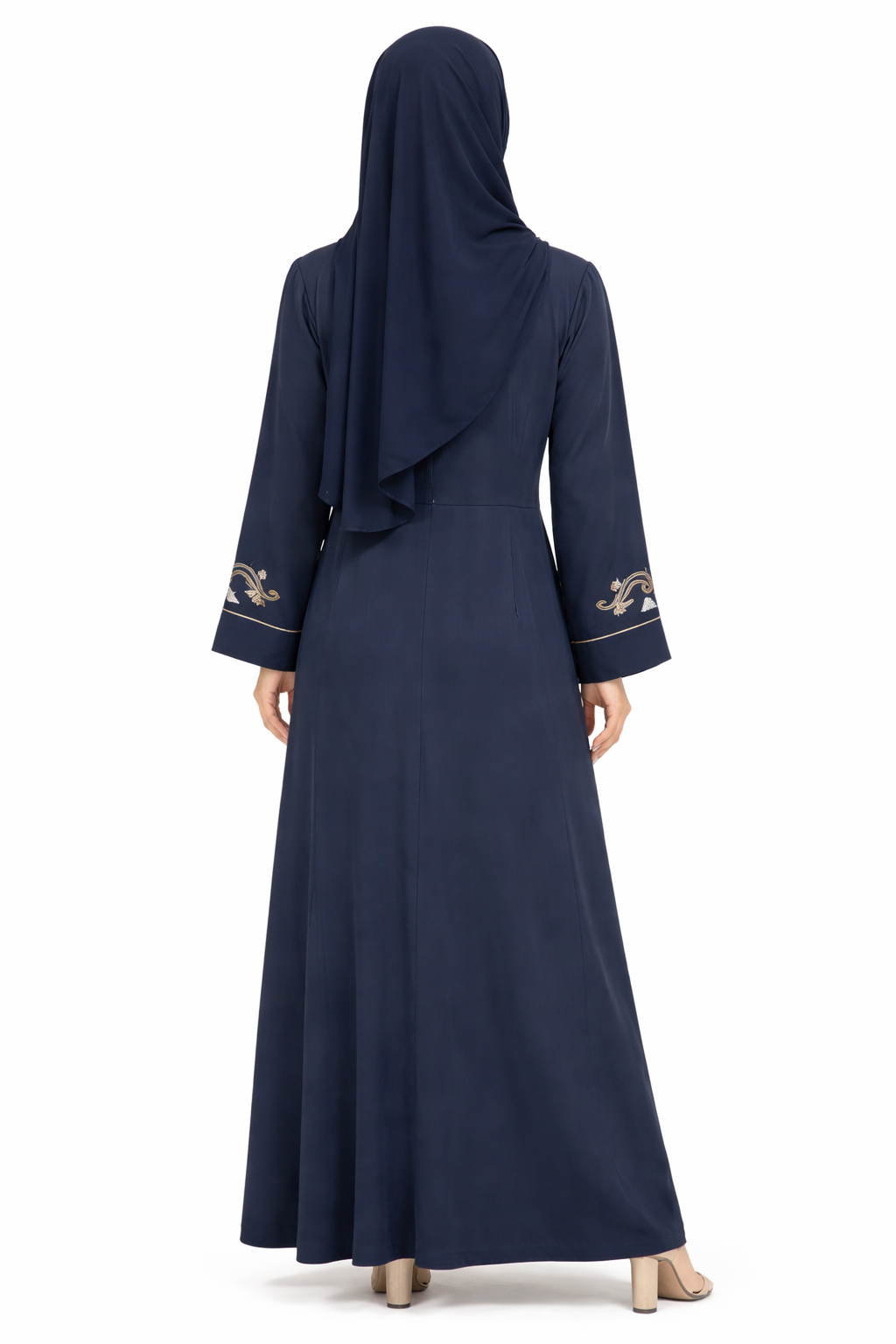 Sky Captain Embroidered Front Zip Long Sleeve Maxi Abaya