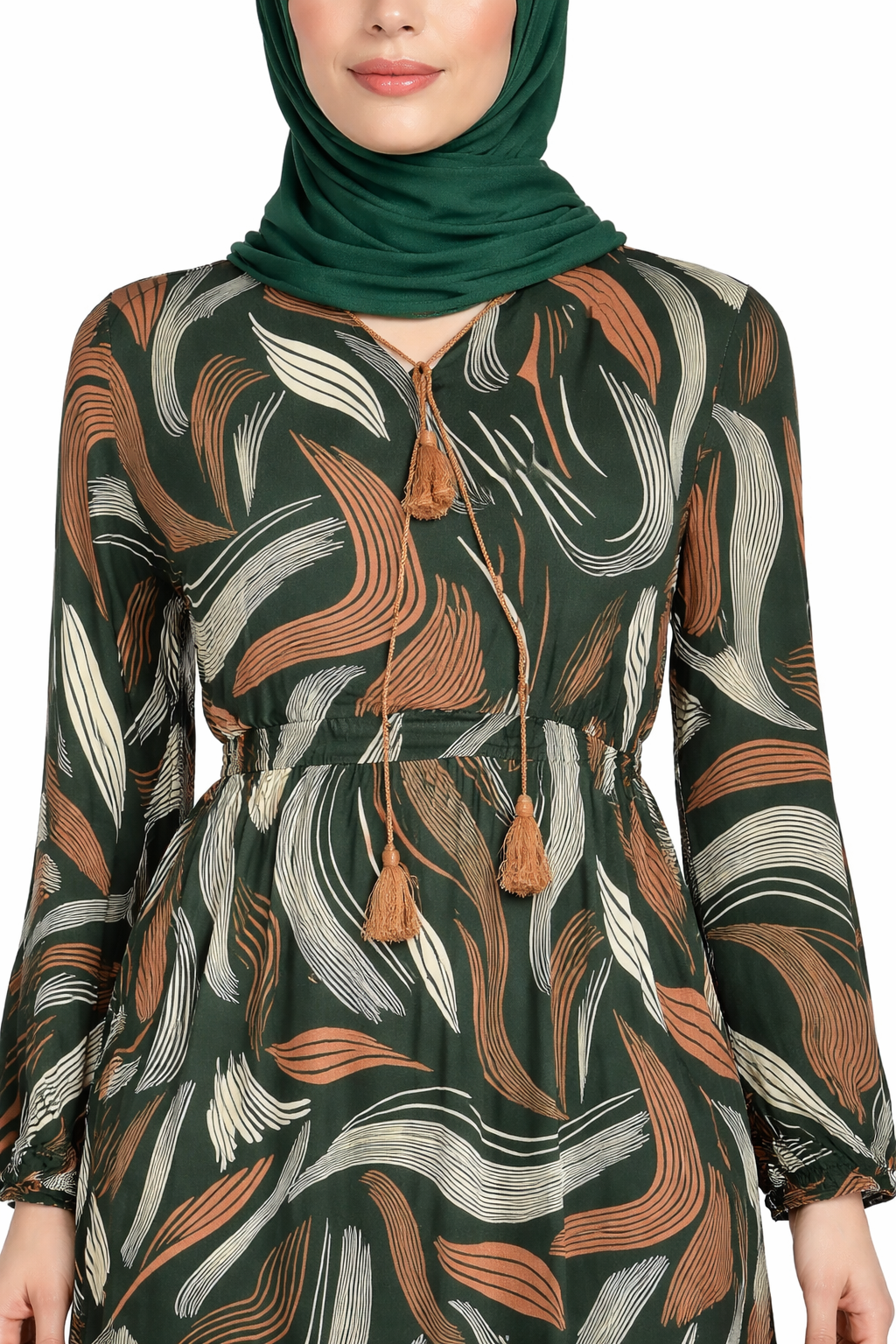 Pine Grove Abstract Wave Print Maxi Dress