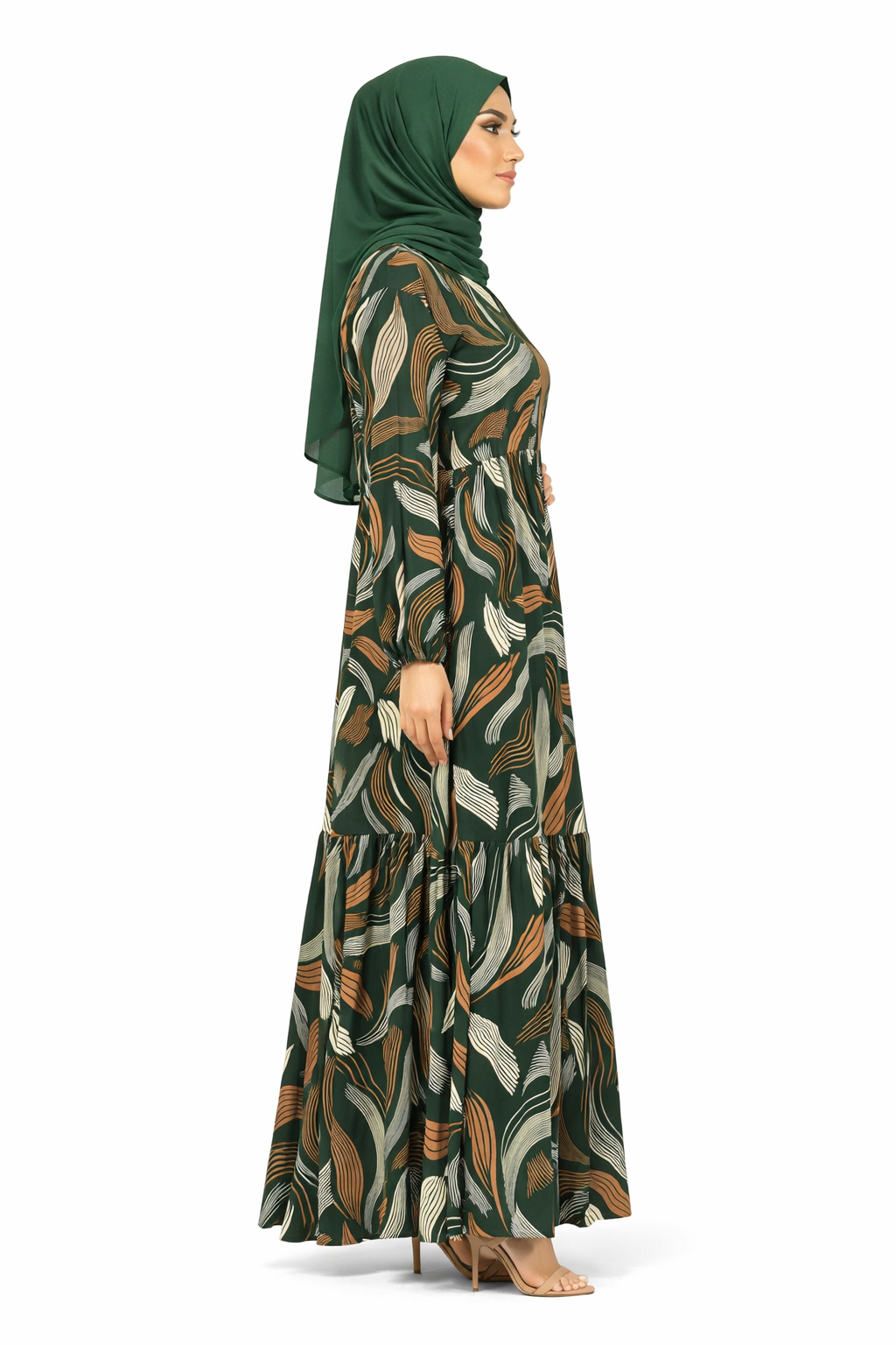 Pine Grove Abstract Wave Print Maxi Dress