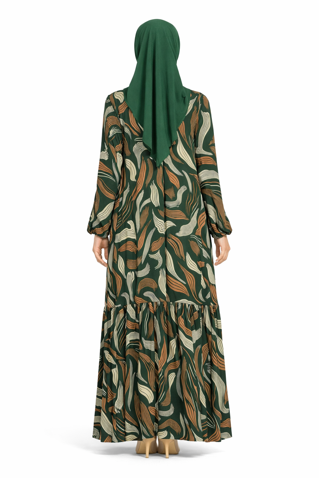 Pine Grove Abstract Wave Print Maxi Dress