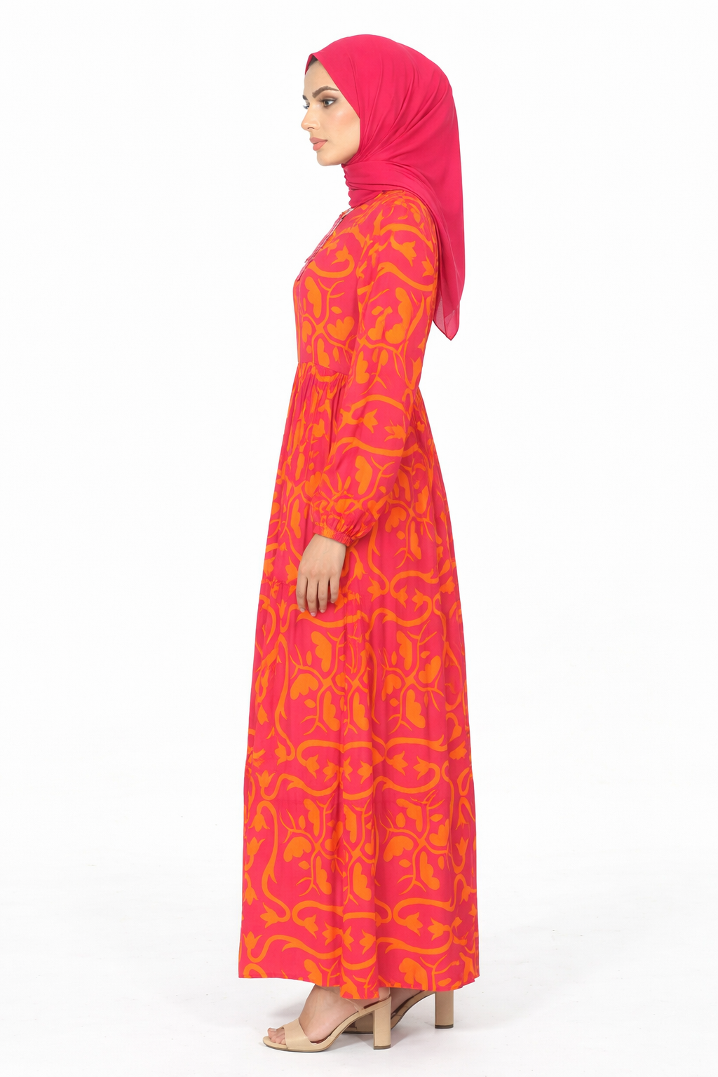 Cherries Jubilee Printed Tiered Modest Maxi Dress