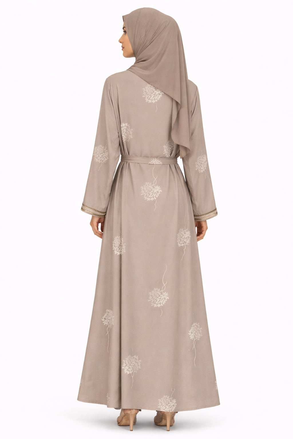 Wrougth Iron Floral Detail Open Front Maxi Abaya