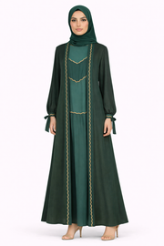 Pine Grove Pinstripe Belted Open Front Maxi Abaya