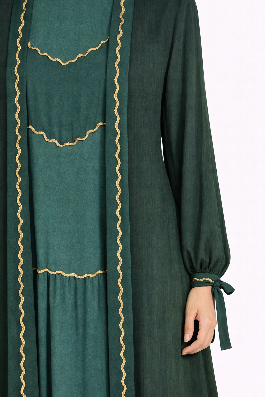 Pine Grove Pinstripe Belted Open Front Maxi Abaya
