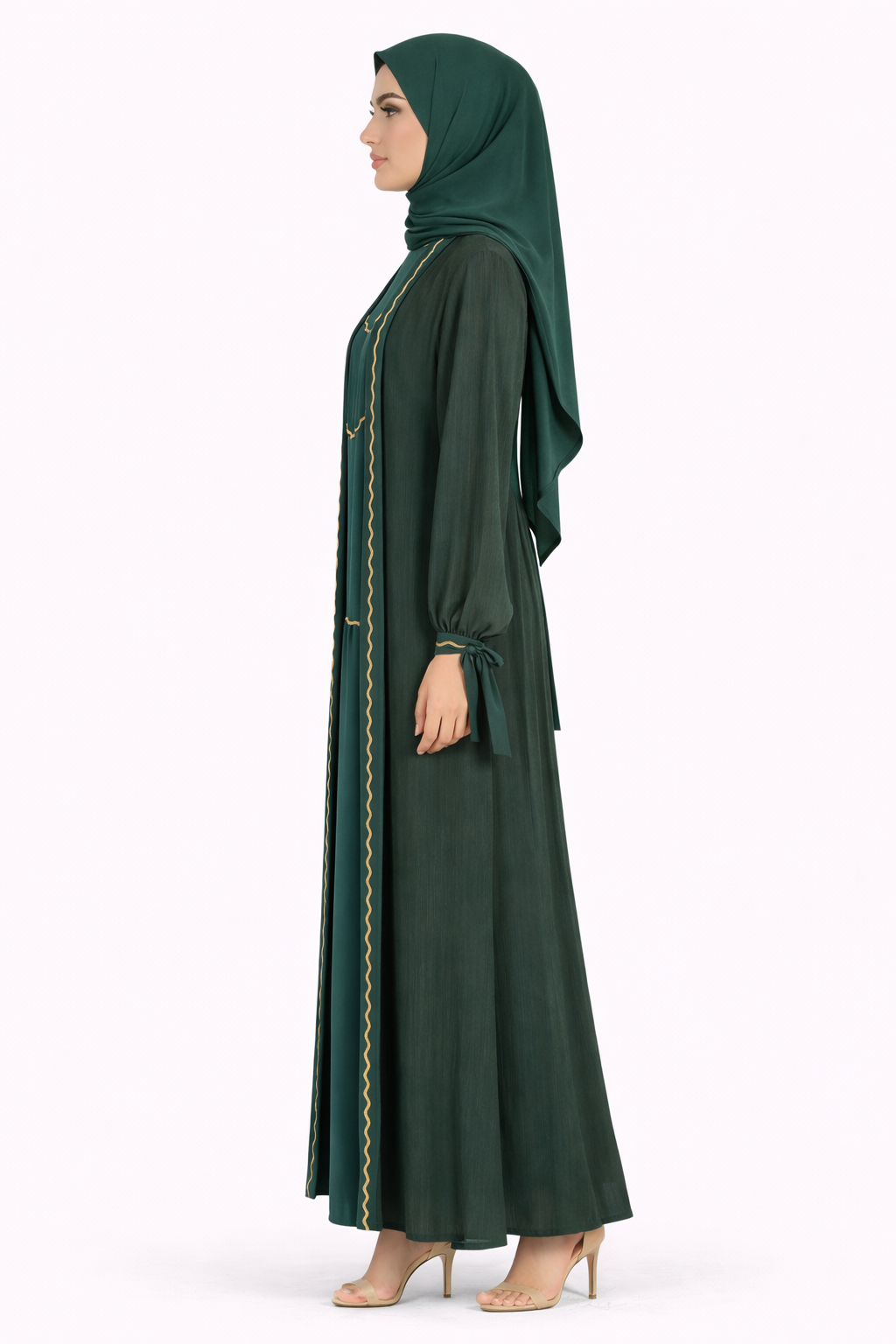 Pine Grove Pinstripe Belted Open Front Maxi Abaya
