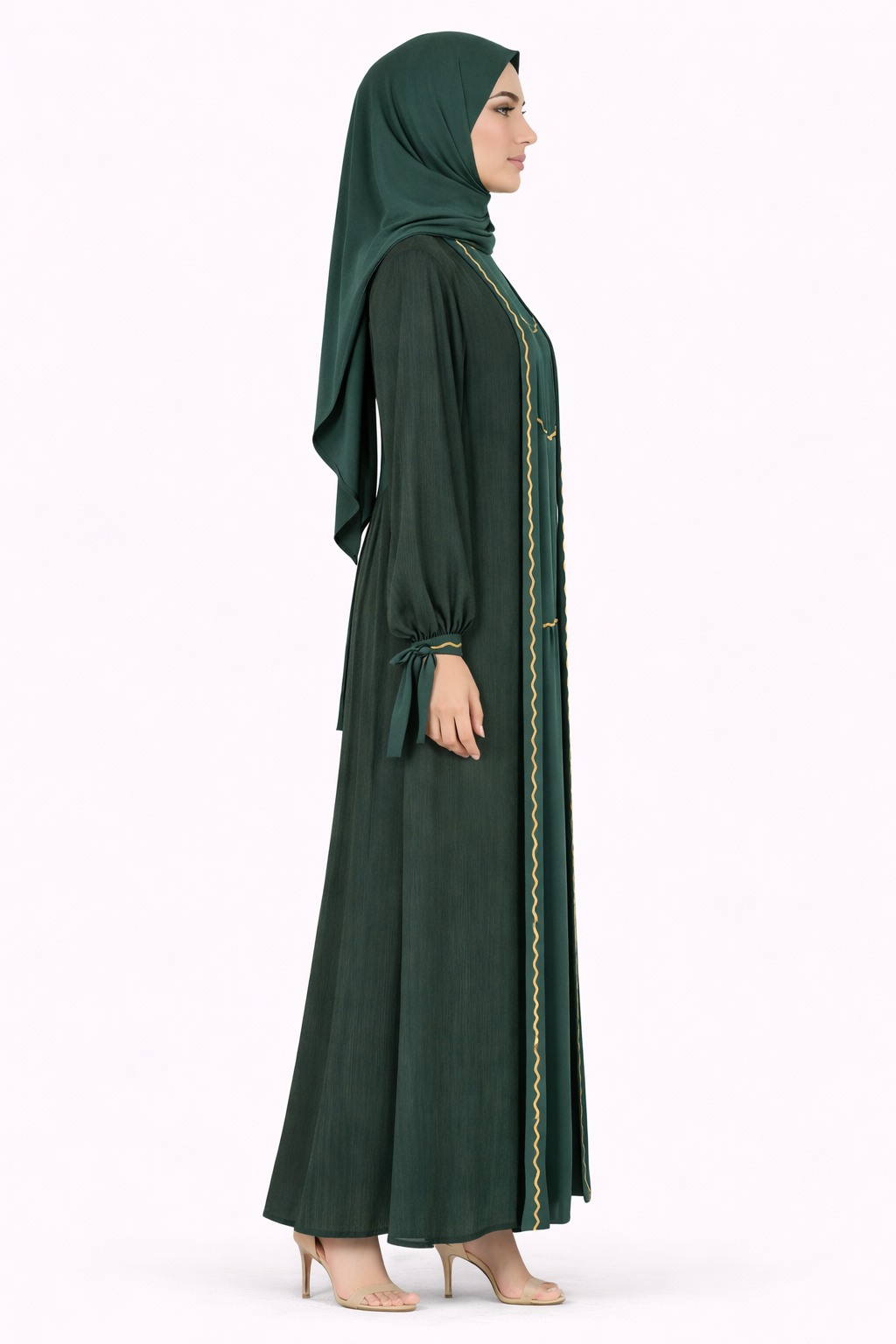 Pine Grove Pinstripe Belted Open Front Maxi Abaya