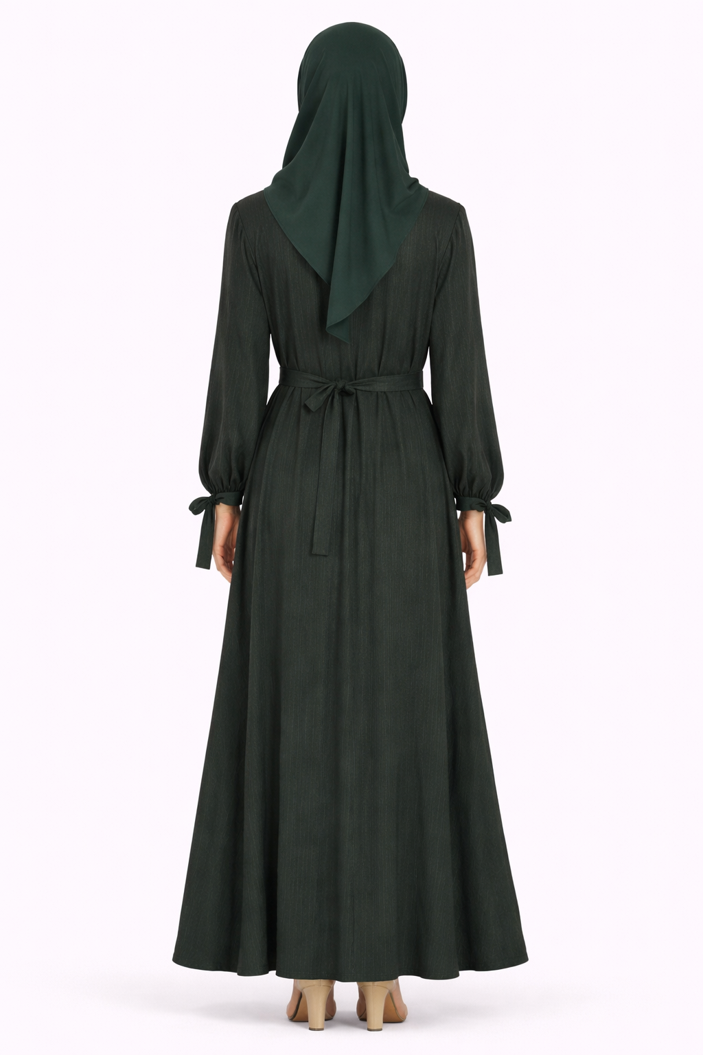 Pine Grove Pinstripe Belted Open Front Maxi Abaya