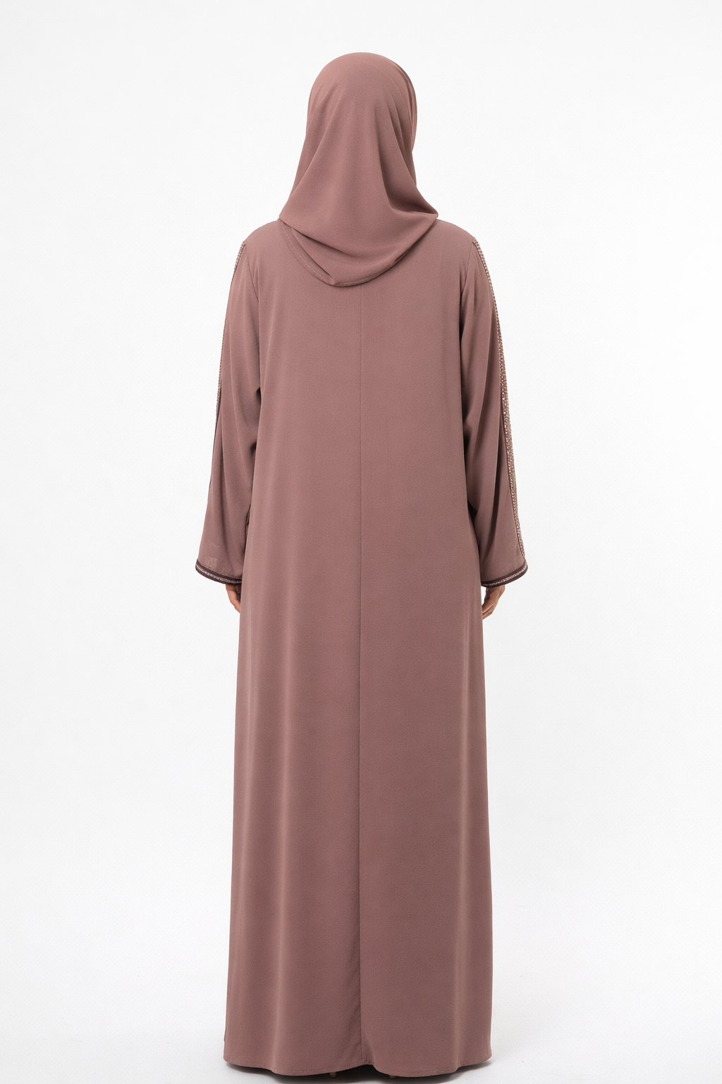 Stone Embellished 2 Piece Abaya with Belt - Plum Kitten