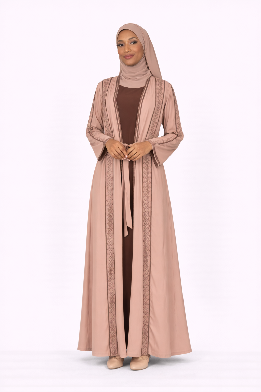 Stone Embellished 2 Piece Abaya with Belt - Mermaid